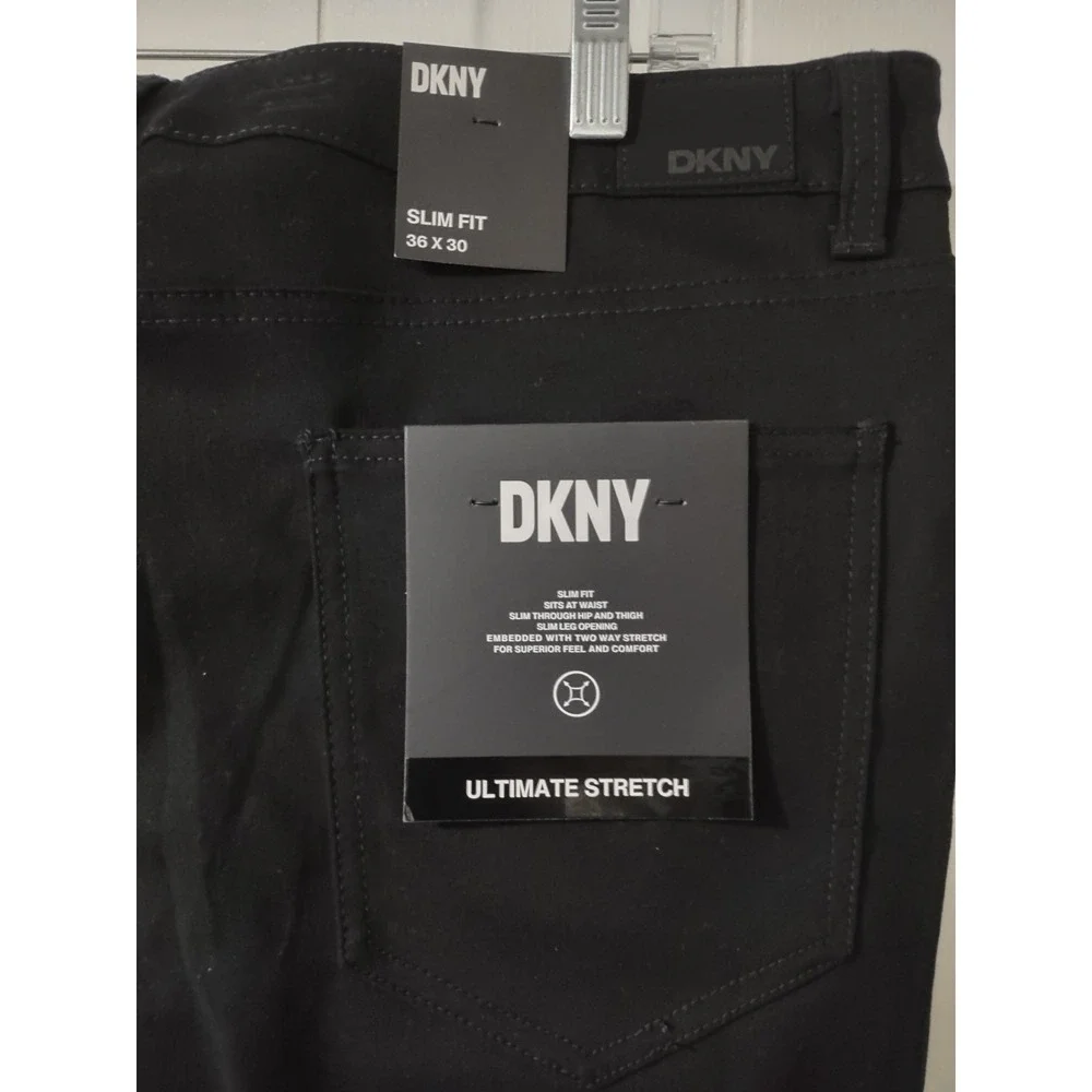 DKNY Pants 36x30 Mens Slim Fit Ultimate Stretch Black Norm Core Streetwear Edgy